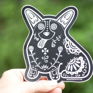 Corgi Decal Sugar Skull Corgi Decal Corgi Sticker Corgi Bumper Sticker Corgi Laptop Sticker Corgi Car Decal Corgi Gift Idea image 1