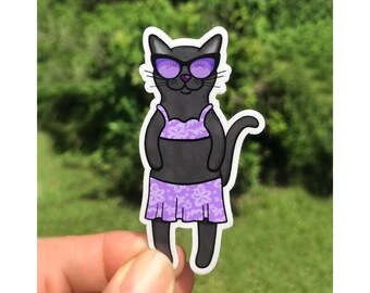 Black Cat Sticker - 3" cat sticker, laptop sticker, mug sticker, cat decal - cat lover gift idea