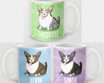 Personalized Cardigan Corgi Coffee Mug - Choose your Corgi -  CHOOSE BACKGROUND COLOR