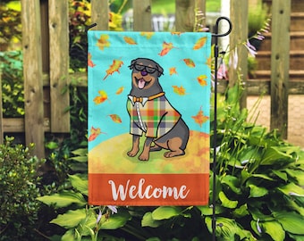 BOY Rottweiler Garden Flag - Double Sided Unique Rottweiler Gift - Rottweiler -  Autumn Fall Rottweiler Garden Flag