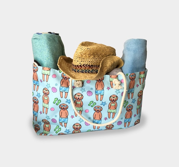 Goldendoodle Weekender Beach Tote Bag (Rope or Woven Handle) Goldendoodle gift