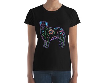 Women's Australian Shepherd Shirt - Color Sugar Skull Aussie Tee Shirt