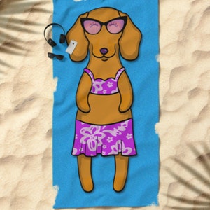 Dachshund Beach Towel Dachshund Gift 30 x 60 or 36 x 72 Gift for Dachshund Lovers Funny Sunbathing Dachshund wiener dog dox image 5