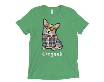 Corgeek Shirt - Corgi Shirt - Merle with tan (no tail) - Merle Corgi