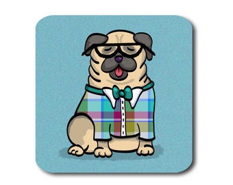 Pug Coasters - Fun Pug Coasters - Set of 4