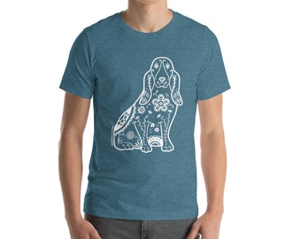 Sugar Skull Basset Hound Unisex t-shirt