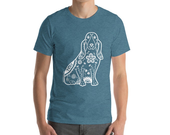 Sugar Skull Basset Hound Unisex t-shirt