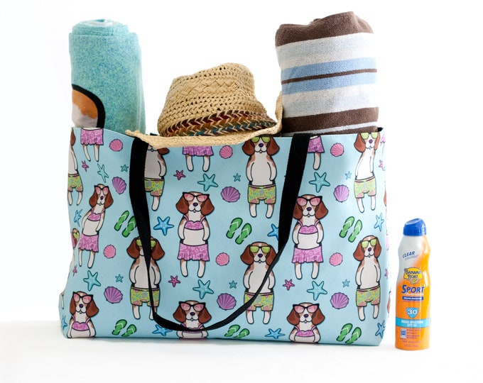 Beagle Weekender Beach Tote Bag - Beagle Beach Bag - Beagle overnight bag