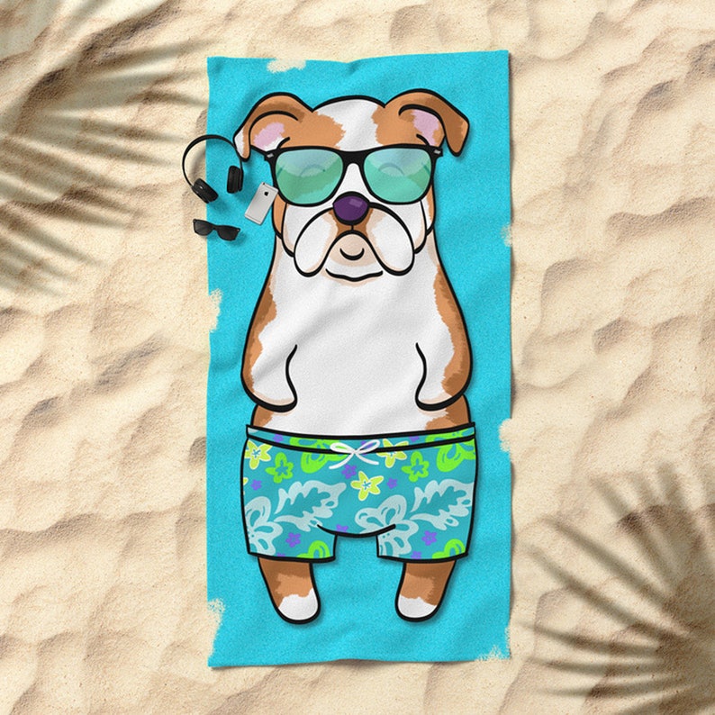 English Bulldog Plage Serviette Bouledogue 30 X 60 Ou 36 X 72 Cadeau Pour Les Amateurs De Bulldog Anglais Garçon Ou Fille Bronzer Bulldog