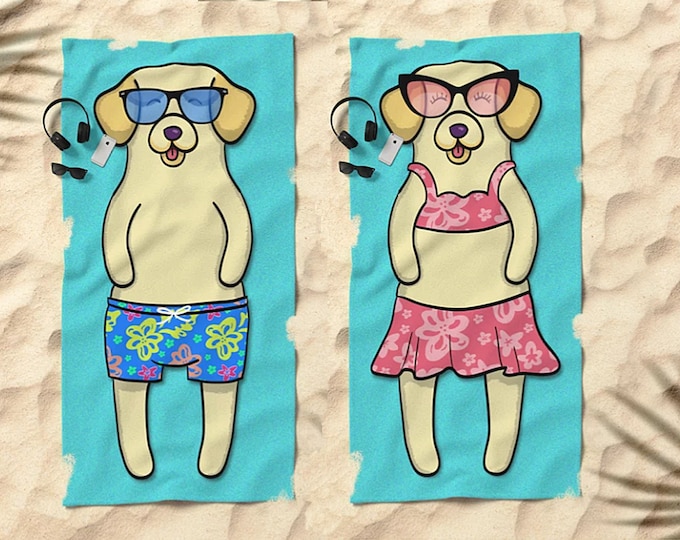 Yellow Labrador Beach Towel  - 30" x 60" or 36" x 72"