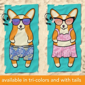 Corgi Beach Towel - 30" x 60" or 36" x 72"