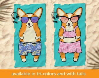 Corgi Beach Towel - 30" x 60" or 36" x 72"