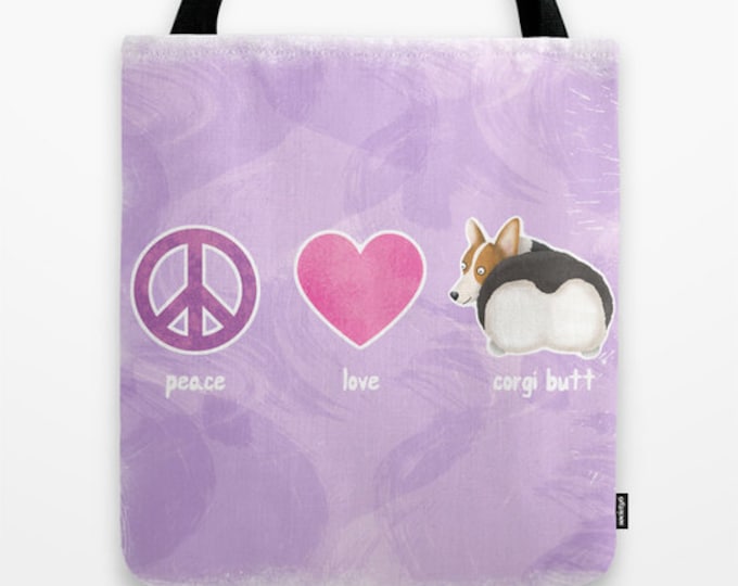 Red Tri Pembroke Welsh Corgi Tote Bag - Corgi - Pet Lover Gift - Corgi Butt - CHOOSE BACKGROUND COLOR