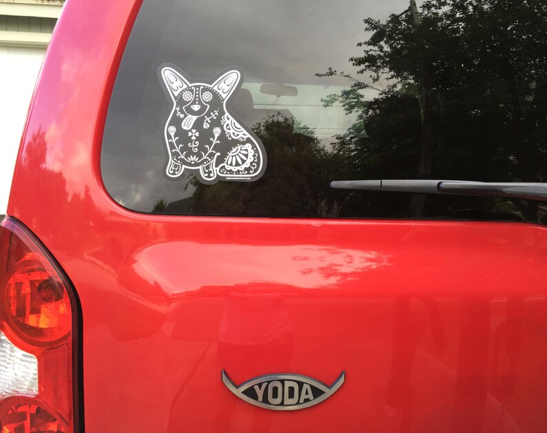 Corgi Decal Sugar Skull Corgi Decal Corgi Sticker Corgi Bumper Sticker Corgi Laptop Sticker Corgi Car Decal Corgi Gift Idea image 4