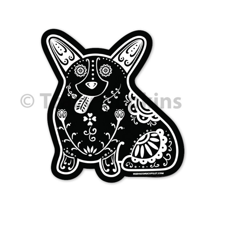 Corgi Decal Sugar Skull Corgi Decal Corgi Sticker Corgi Bumper Sticker Corgi Laptop Sticker Corgi Car Decal Corgi Gift Idea image 5