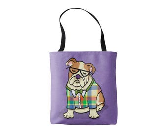 English Bulldog Tote Bag - English Bulldog Lover Gift - Choose Background Color