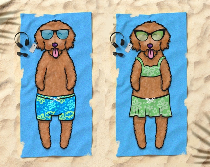 Goldendoodle Beach Towel - 30" x 60" or 36" x 72"