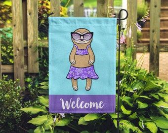 Sloth Garden Flag (GIRL) - Double Sided Unique Sloth Gift - GIRL Sloth Garden Flag