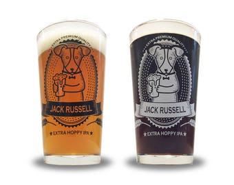 Jack Russell Terrier Pint Glass - Jack Russel Terrier gifts - Choose between white or black