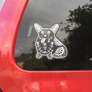 Corgi Decal Sugar Skull Corgi Decal Corgi Sticker Corgi Bumper Sticker Corgi Laptop Sticker Corgi Car Decal Corgi Gift Idea image 3