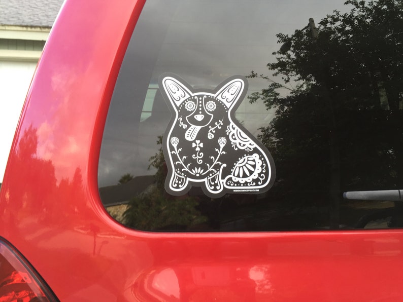 Corgi Decal Sugar Skull Corgi Decal Corgi Sticker Corgi Bumper Sticker Corgi Laptop Sticker Corgi Car Decal Corgi Gift Idea image 3