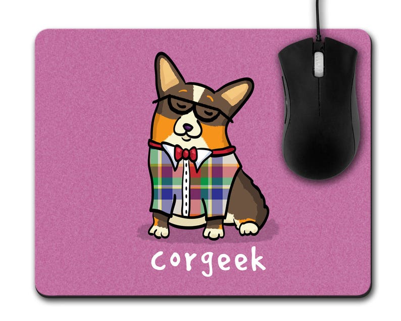 Corgi Mouse Pad Corgeek Elija el color de fondo | Etsy