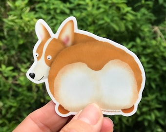 Corgi Butt Sticker - 3" corgi sticker, laptop sticker, mug sticker, corgi decal - corgi lover gift idea - FREE SHIPPING