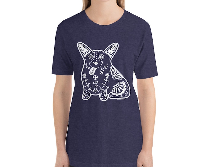 Sugar Skull Corgi - Short-Sleeve Unisex T-Shirt