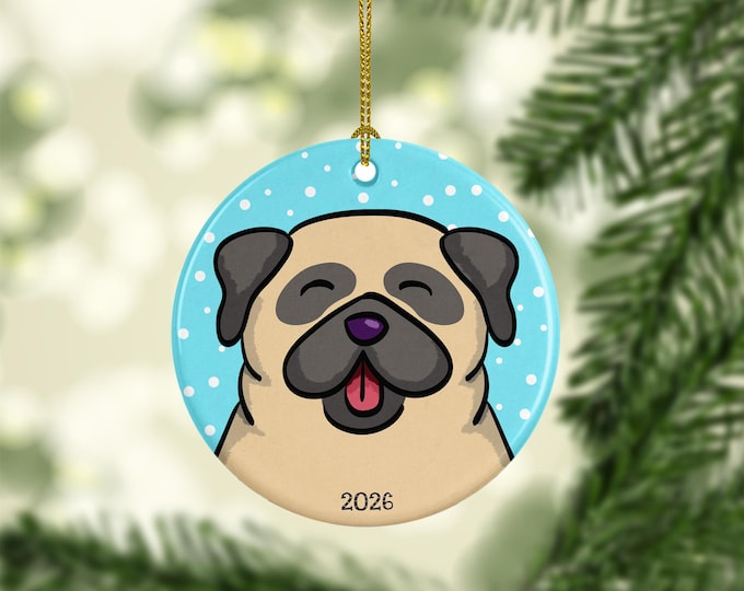 2026 Pug Ornament -  double sided