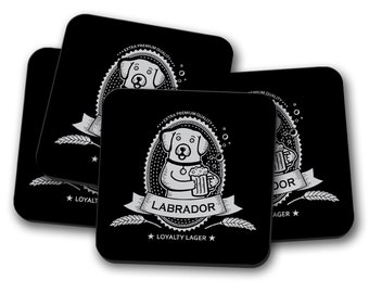 Labrador Beer Label Coasters - Set of 4