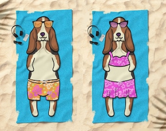 Basset Hound  Beach Towel - 30" x 60" or 36" x 72"