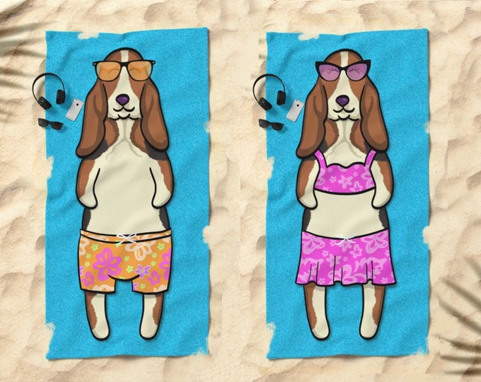 Basset Hound  Beach Towel - 30" x 60" or 36" x 72"