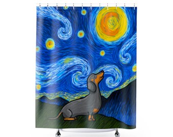 Dachshund Shower Curtain - Starry Baroo Dachshund Shower Curtain - Three Dachshund Colors to choose from