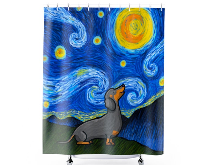 Dachshund Shower Curtain - Starry Baroo Dachshund Shower Curtain - Three Dachshund Colors to choose from