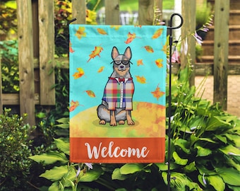 Double Sided BOY Cattle Dog Garden Flag - Unique Cattle Dog Gift - Australian Cattle Dog -  Autumn Fall Australian Cattle Dog Garden Flag