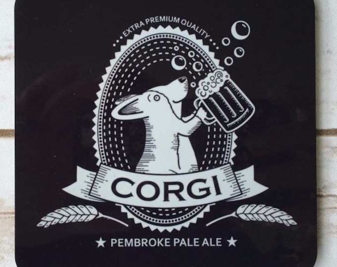 Corgi Beer Label Coasters - Set of 4
