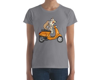 Merle Corgi / Sloth on Scooter - Women's short sleeve t-shirt