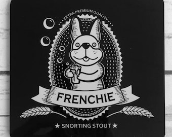 French Bulldog Beer Label Coasters - Set of 4