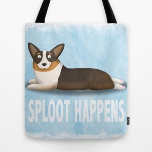 Pembroke Welsh Corgi Tote Bag Corgi Pet Lover Gift Sploot Happens Black Headed Tri Corgi CHOOSE BACKGROUND COLOR image 2