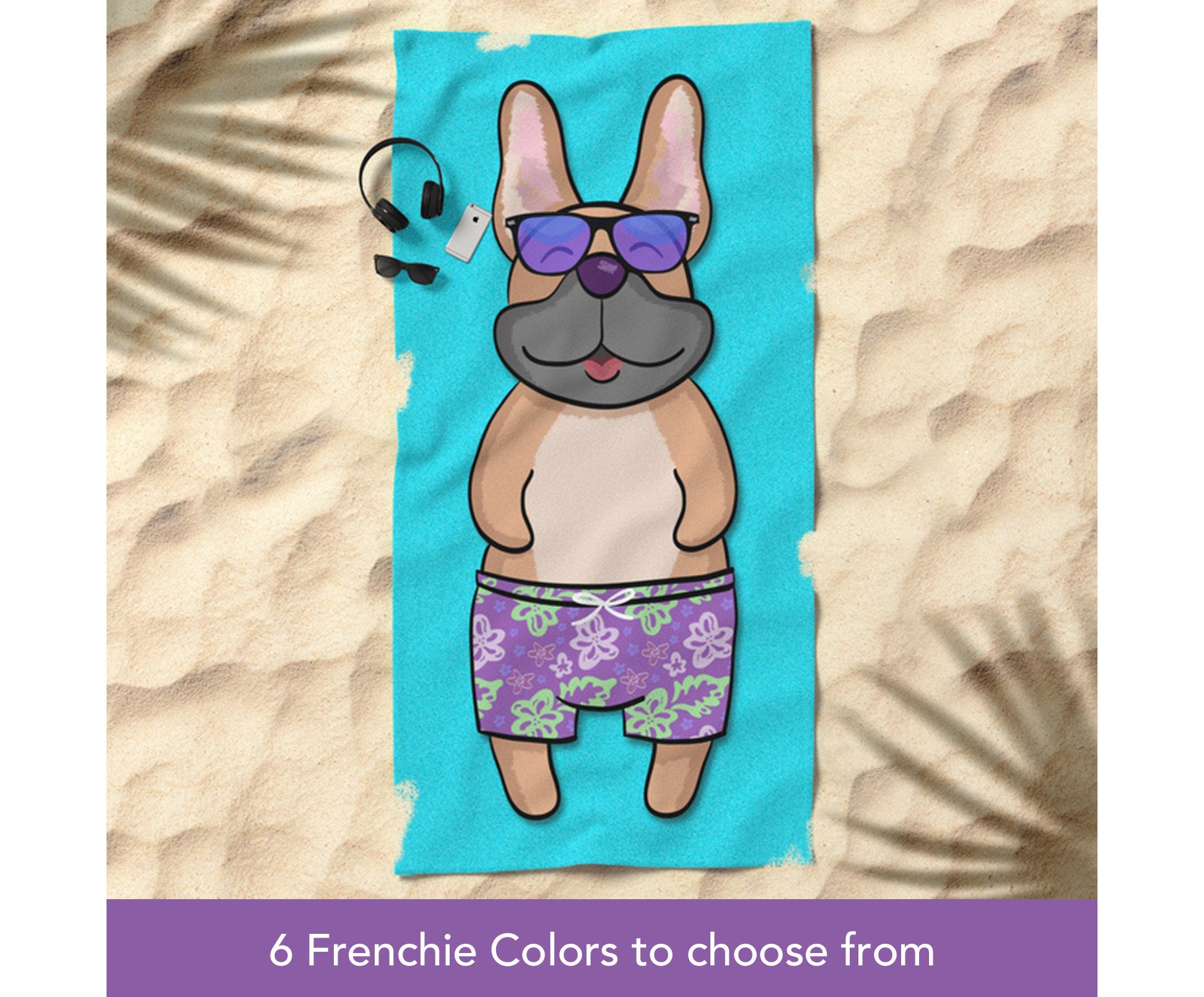 Frenchie beach shop towel