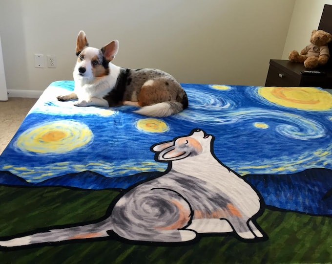 Pembroke or Cardigan Corgi Blanket - Starry Baroo 50" x 60" or 60" x 80"