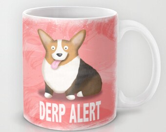 Pembroke Welsh Corgi Coffee Mug - Corgi - Pet Lover Gift - Derp - Red Headed Tri Corgi - CHOOSE BACKGROUND COLOR