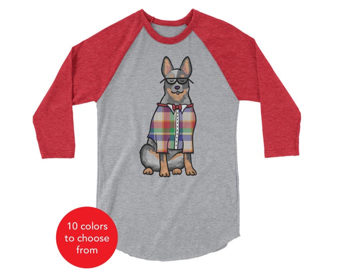 Australian Cattle Dog, Blue Heeler Raglan 3/4 Sleeve Shirt - Australian Cattle Dog Shirt - Australian Cattle Dog Gift - T Shirt