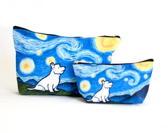 Westie West Highland Terrie Accessory Bag - "Starry Baroo" Travel Bag/Makeup Bag/Pencil Pouch