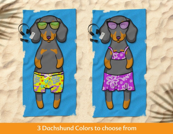 Asciugamano Da Spiaggia Dachshund Regalo Di Dachshund 30 X 60 O 36 X 72 Regalo Per Dachshund Lovers Divertente Sunbathing Wiener Dog