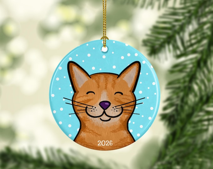 2026 Orange Tabby Cat Ornament -  double sided