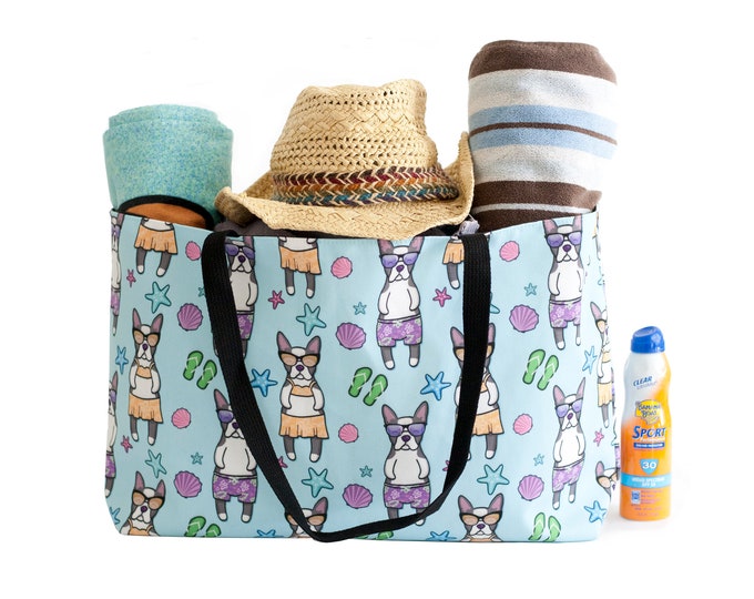 Boston Terrier Weekender Beach Tote Bag - Boston Terrier Beach Bag - Boston Terrier overnight bag