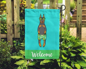 Double Sided Doberman Pincher Garden Flag (BOY) - Unique Doberman Gift - BOY Doberman Garden Flag