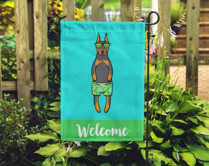 Double Sided Doberman Pincher Garden Flag (BOY) - Unique Doberman Gift - BOY Doberman Garden Flag