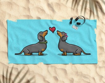 Dachshund | Dachshund Beach Towel - 30" x 60" or 36" x 72" - I Heart Dachshunds Beach Towel | Dachshund Gifts